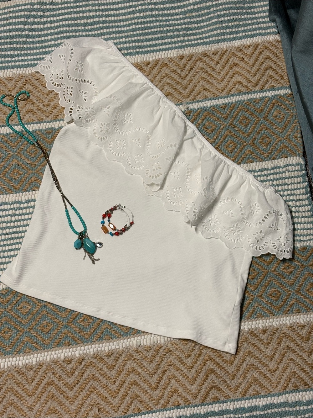 Old Navy White Ruffled Off-Shoulder Top